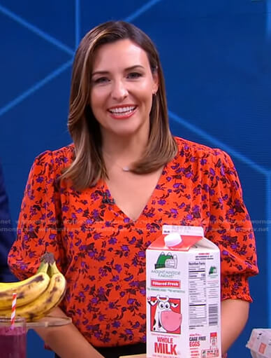 Mary's orange floral v-neck top on Good Morning America