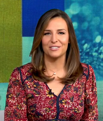 Mary's red floral v-neck dress on Good Morning America