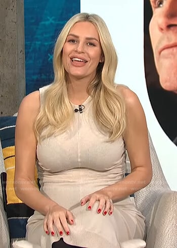 Morgan's white sleeveless knit dress on E! News Daily Pop