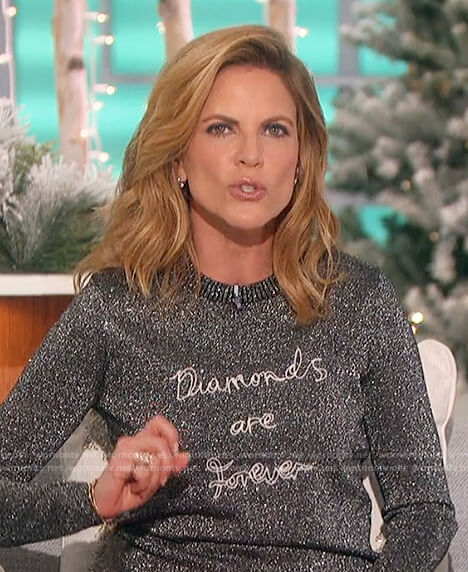 Natalie's metallic Diamonds are Forever sweater on The Talk