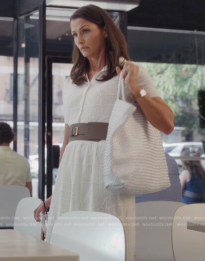 Natasha's white knit shirtdress on And Just Like That