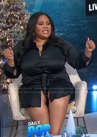 Nina's black tie waist shirtdress on E! News