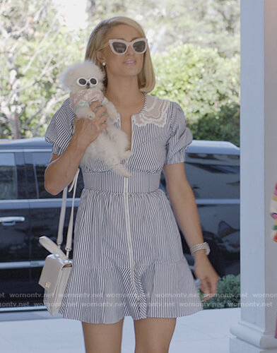 Paris's blue stripe lace inset dress on Paris in Love