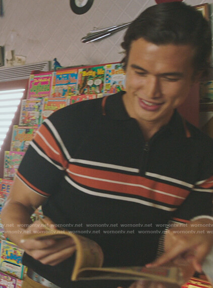 Reggie's black stripe polo on Riverdale