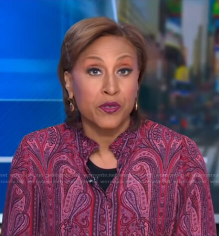 Robin's pink paisley print blouse on Good Morning America