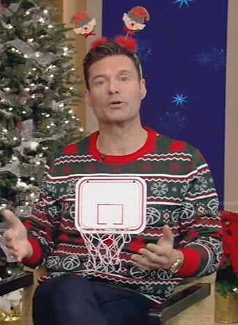 Ryan's basketball net ugly Christmas sweater on Live with Kelly and Ryan
