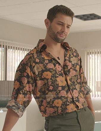 Sam's black floral shirt on Dynasty