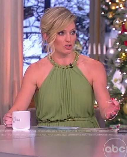 Sunny's greenpleated sleeveless dress on The View