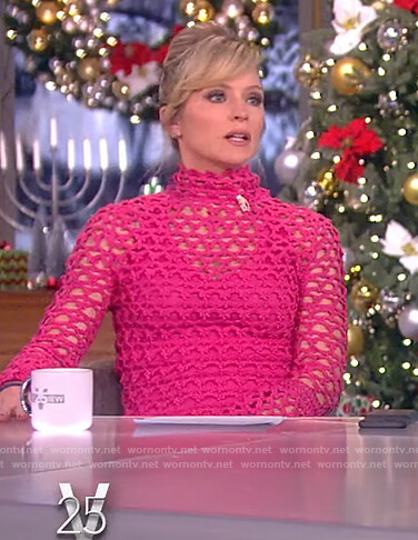 Sara's pink crochet knit dress on The View