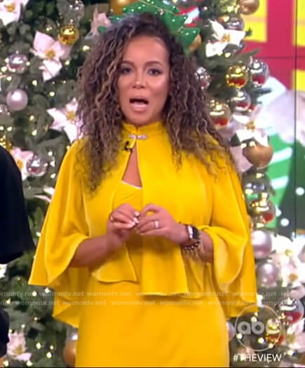 Sunny's yellow velvet cape dress on The View