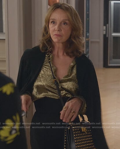 Sylvie's black studded bag on Emily in Paris