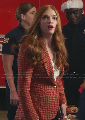 Taylor's houndstooth print blazer on 9-1-1