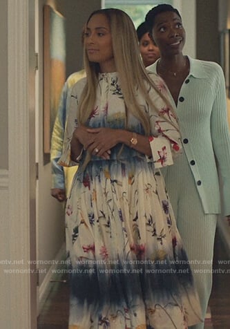 Tiffany's white floral pleated dress on Insecure