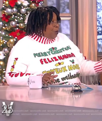 Whoopi's white Christmas sweater on The View