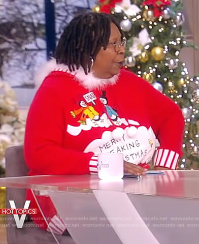 Whoopi's red Christmas sweater on The View