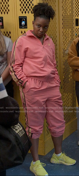Willow's pink track suit on The Sex Lives of College Girls