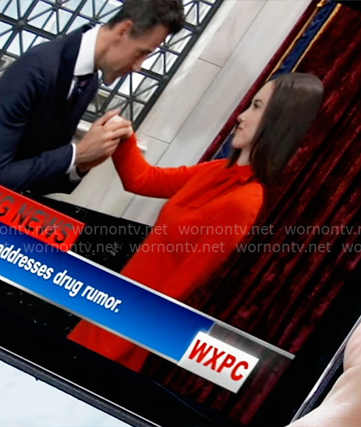 Willow's red tie neck dress on General Hospital