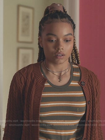 Zoya's grey striped top on Gossip Girl