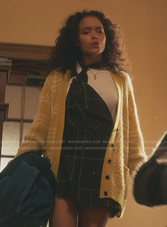 Zoya's yellow plaid cardigan on Gossip Girl