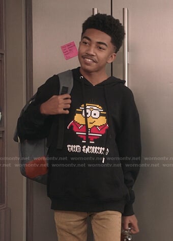 Jack's black Minions applique hoodie on Black-ish