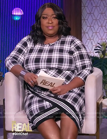 Loni's black check wrap dress on The Real