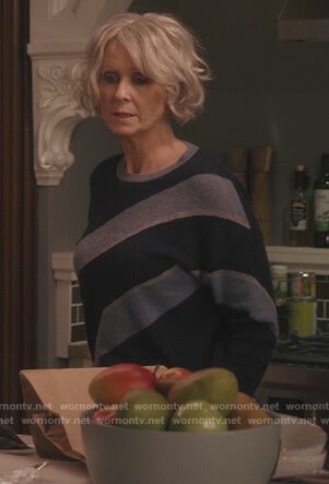 Miranda's blue stripe sweater on And Just Like That