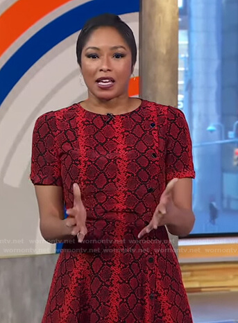 Alicia Quarles’s red snake print dress on Good Morning America