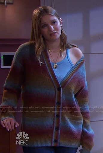 Allie's multicolor v-neck cardigan on Days of our Lives