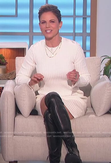 Natalie's white ribbed sweater dress on The Talk