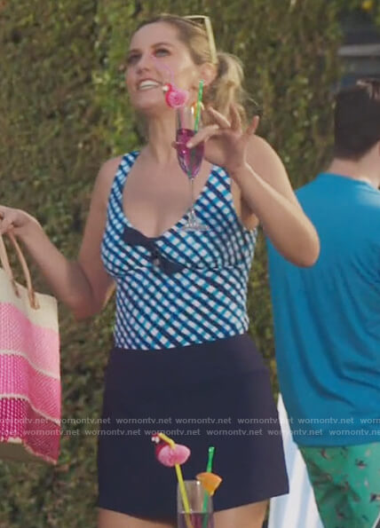 Tami's blue check swimsuit on Kenan
