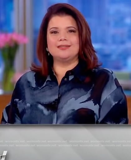 Ana's blue printed blouse on The View