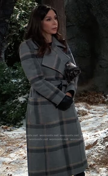 Anna's gray plaid coat on General Hospital