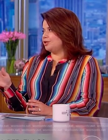 Ana's multicolored stripe blouse on The View
