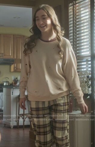 Audrey's flower embroidered sweatshirt on Dexter New Blood