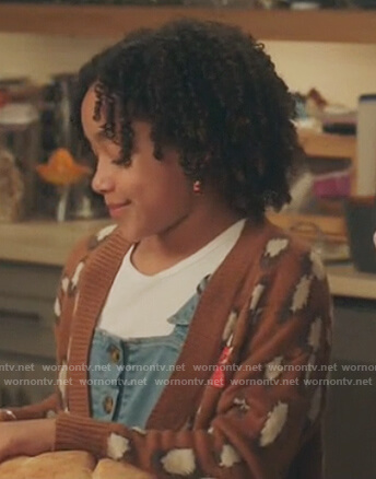 Birdie's brown leopard print cardigan on Kenan