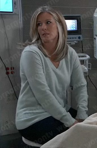 Carly's v-neck cashmere sweater on General Hospital