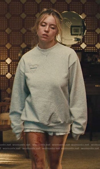 Cassie's grey heart sweatshirt on Euphoria