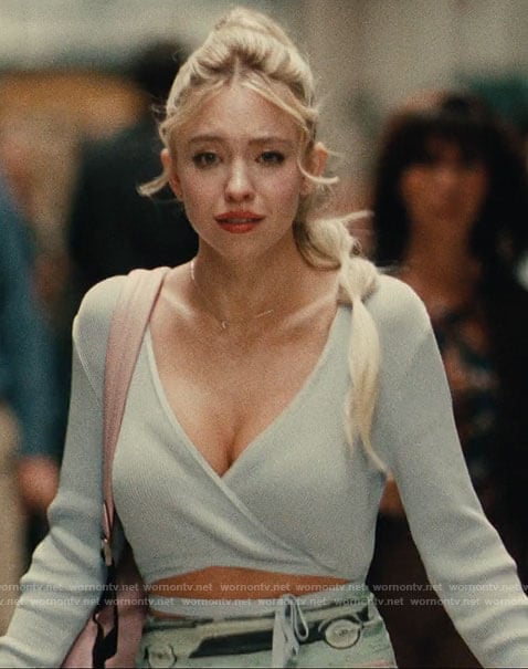 Cassie's light blue wrap top on Euphoria
