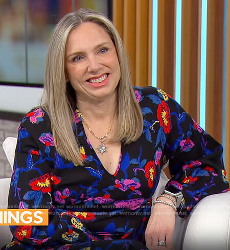 Catherine Fisher's black floral dress on CBS Mornings