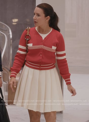 Charlotte's red stripe cardigan on And Just Like That