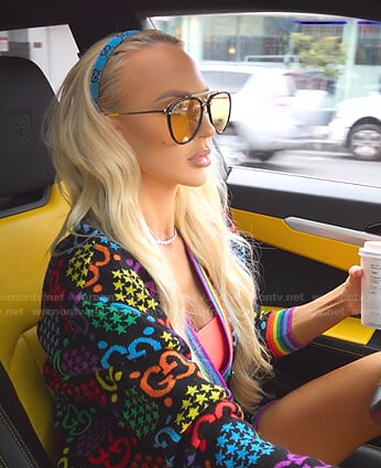 Christine's rainbow star print cardigan on Selling Sunset