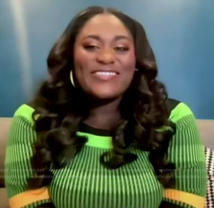 Danielle Brooks's multicolor colorblock ribbed dress on Good Morning America