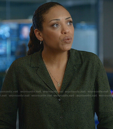 Danny's green speckled button down shirt on Bull