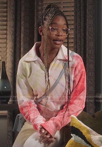 Diane's half-zip tie dye sweatshirt on Black-ish