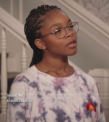 Diane's white and purple tie dye sweatshirt on Black-ish