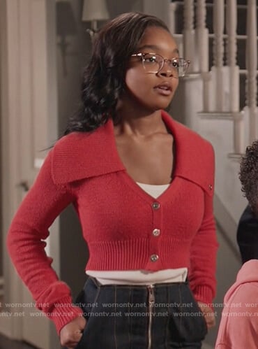 Diane's red cropped cardigan on Black-ish