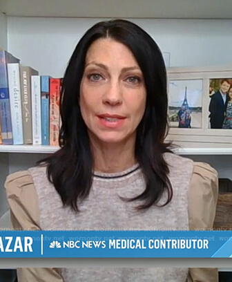 Dr. Natalie Azar's beige mixed media sweater on Today