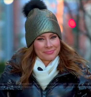 Rebecca's metallic pom pom beanie on Good Morning America