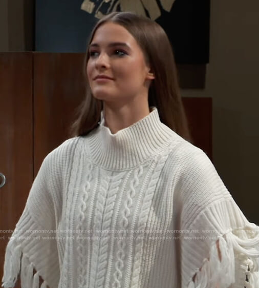 Esme's white knit poncho on General Hospital
