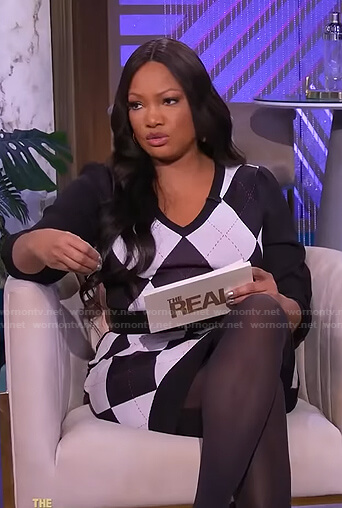Garcelle's black argyle sweater dress on The Real